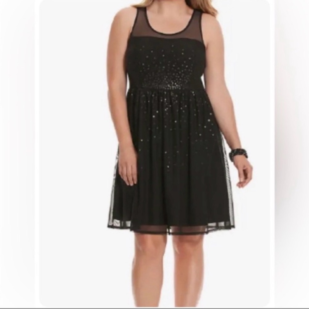 Lane Bryant Black Mesh & Sparkle Party Dress